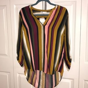 Striped long sleeve blouse